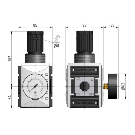 Reduktor ciśnienia FUTURA G 1 cal, regulacja 0,5-16 bar, max 16 bar